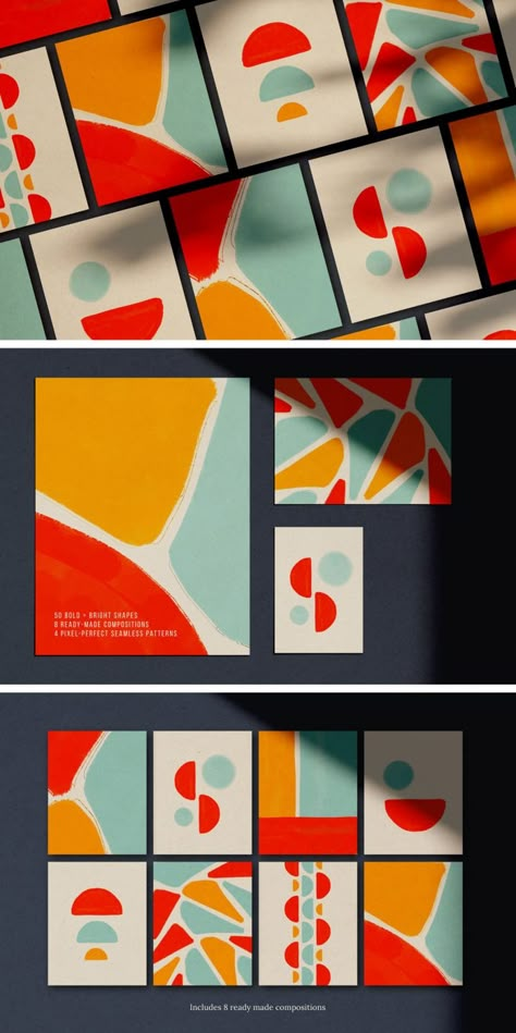 Bold Product Design, Bold Design Inspiration, Colorful Poster Design, Colourful Graphic Design, Geometric Branding, Bold Branding Design, Abstract Shapes Design, Abstract Typography, Abstract Logo Design