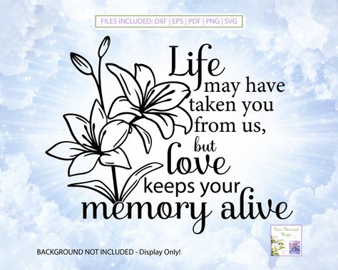 Loss of Loved One, Memorial Quote, Love Keeps Your Memory Alive, Missing You, I Love You, in Loving Memory, Grief Saying, Digital Download - Etsy In Loving Memory Tattoos, In Loving Memory Quotes, Heaven Quotes, Quote Love, Memories Quotes, Life Lesson Quotes, In Loving Memory, What You Can Do, Celebration Of Life