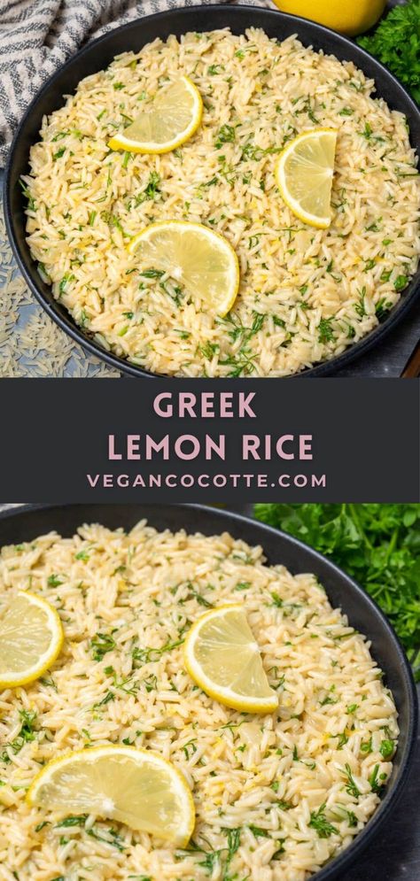 Lemon Rice Recipe, Greek Lemon Rice, Greek Dinners, Rice Side Dish Recipes, Easy Mediterranean Diet, Easy Mediterranean Diet Recipes, Lemon Rice, Mediterranean Meals, Rice Side Dishes