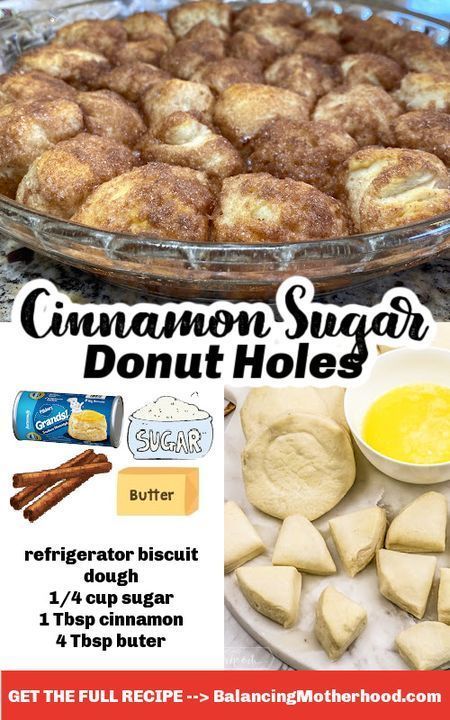 Canned Biscuit Donuts, Sugar Donuts Recipe, Cinnamon Sugar Donut Holes, Baked Donuts Easy, Donut Hole Recipe, Biscuit Donuts, Doughnut Recipe Easy, Baked Donut, Easy Donut Recipe