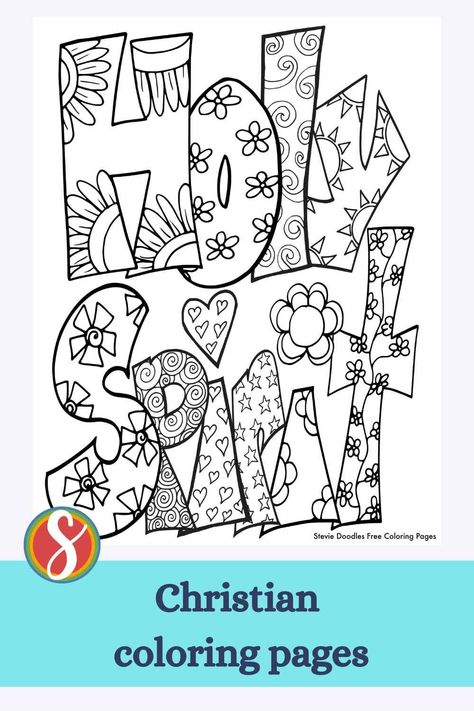 bubble letters "Holy Spirit" with flower doodles inside to color New Testament Coloring Pages, Sunday School Activity Sheets, Bible Activity For Kids, Free Christian Coloring Pages, Children Ministry Ideas, Spirit Coloring Pages, Bible Projects, Free Bible Coloring Pages, Christian Coloring Pages