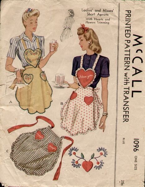 Heart Apron, Vintage Apron Pattern, Apron Pattern, Apron Sewing Pattern, Sewing Aprons, Embroidery Transfers, Short Apron, Motif Vintage, Aprons Patterns