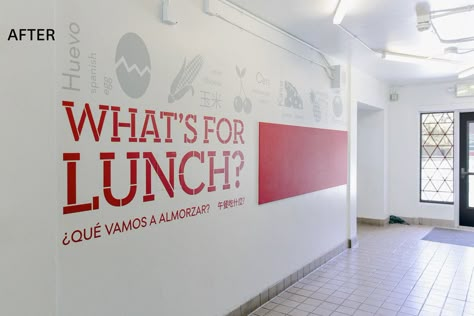 Cafeteria Wall Graphics, Wall Graphics Design, Office Cafeteria, Office Canteen, Office Break Room, Office Wall Design, Office Pantry, Office Interior Design Modern, Pantry Wall