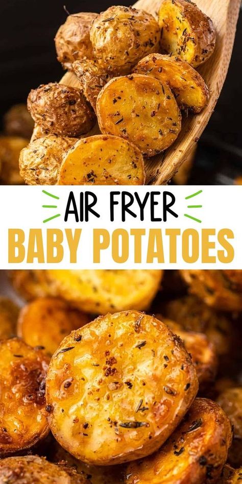 Air Fryer Baby Potatoes, Air Fryer Roasted Potatoes, Air Fryer Potatoes, Baby Potato Recipes, Air Fry Potatoes, New Air Fryer Recipes, Air Fryer Cooking Times, Air Fryer Oven Recipes, Air Fry Recipes