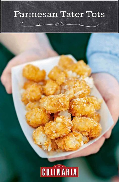 Frozen tater tots and Parmesan cheese. Seems so intuitive, doesn't it? And yet it's so wonderfully unexpected. Easy, kid-friendly, adult-appeasing. #snacks #tatertots #potatoes #kidfriendly Parmesan Tater Tots, Kid Friendly Side Dishes, Tater Tot Recipes, Potato Tots, Tater Tots, Super Bowl Food, Snacks Recipes, Potato Dishes, Baddie Hairstyles