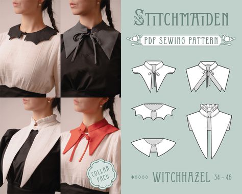 Halloween Collar, Collar Accessory, Halloween Sewing, Cute Sewing Projects, Witchy Fashion, Detachable Collar, Diy Sewing Clothes, Sewing Projects For Beginners, Sewing For Beginners