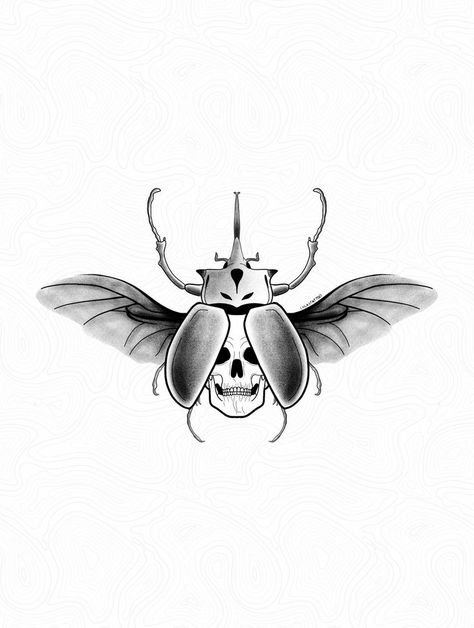 Skull Digital Art, Insect Drawing, Beetle Tattoo, Insect Tattoo, Sick Tattoo, Flash Design, Stag Beetle, Art Ink, Pretty Tattoos