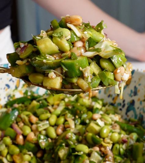 Miso edamame dense bean salad Edamame Bean Salad, Dense Bean Salad Recipes Violet Witchel, Dense Bean Salad Violet Witchel, Dense Bean Salad Recipes, Dense Bean Salad, Green Chicken Salad, Dense Salad, Violet Witchel, Bean Salads