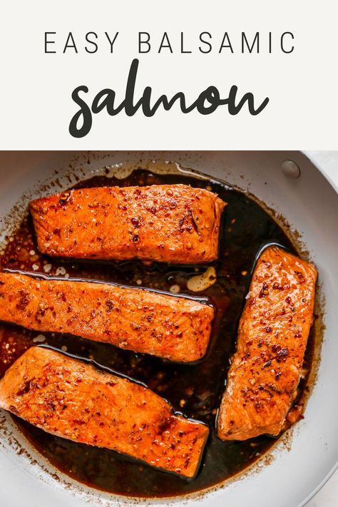 For this easy balsamic salmon you simply sear the salmon with a balsamic glazeIt’s so tasty and takes less than 20 minutes to whip up. Salmon And Balsamic Vinegar, Baked Balsamic Salmon, Balsamic Salmon Marinade, Air Fryer Balsamic Salmon, Whiskey Glazed Salmon, Salmon With Balsamic Glaze, Salmon Balsamic, Balsamic Salmon Recipes, Salmon Balsamic Glaze