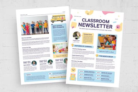 Newsletter Design Layout Creative, Daycare Newsletter, Newsletter Design Print, Newsletter Design Layout, Preschool Newsletter Templates, Preschool Newsletter, Newsletter Ideas, Newsletter Layout, Editorial Design Layout