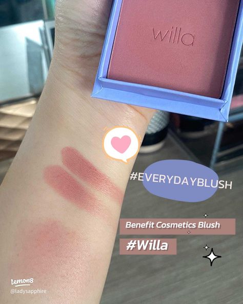 Anyone who likes blush pink, sweet, like this little baby's cheek, 🥰 Benefit Cosmetic blush, Willa 💕, very sweet, rosy pink, neu Benefit Blush Swatches, Benefit Cosmetics Blush, Benefit Blush, Olive Complexion, Baby Cheeks, Expensive Makeup, Olive Undertones, Rosy Pink, Benefit Cosmetics