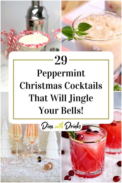 Collage of 4 peppermint christmas cocktails. Peppermint Martini Recipe Holidays, Peppermint Cocktails, Peppermint Martini Recipe, Peppermint Cocktail, Christmas Cocktail Recipes, Peppermint Vodka, Christmas Cocktails Easy, Peppermint Martini, Yummy Cocktails