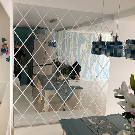 Diy Wall Mirror, 3d Mirror Wall, 3d Mirror Wall Stickers, Spiegel Design, Diy Wall Decals, Diamond Mirror, 3d Mirror, Diy Wand, Triangle Wall