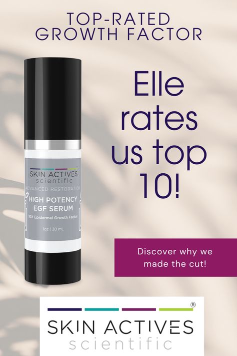 Learn why Elle magazine rated the Skin Actives' High Potency EGF Serum as a top 10 skincare product for 2024. Skin Actives, Skincare 2023, Egf Serum, Serum For Dry Skin, Epidermal Growth Factor, Best Vitamin C, Skin Care Benefits, Skin Medica, Growth Factor