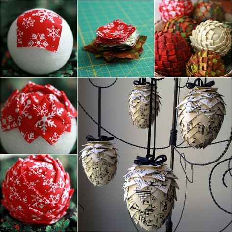 ornements de cône merveilleux Lifetime bricolage Magnifique bricolage Ornements Tissu Pine Cone broches en tissu Christmas Crepes, Diy Quilted Christmas Ornaments, Winter Holiday Decorations, Folded Fabric, Pinecone Ornaments, Quilted Christmas Ornaments, Xmas Trees, Christmas Ornament Pattern, Fabric Ornaments