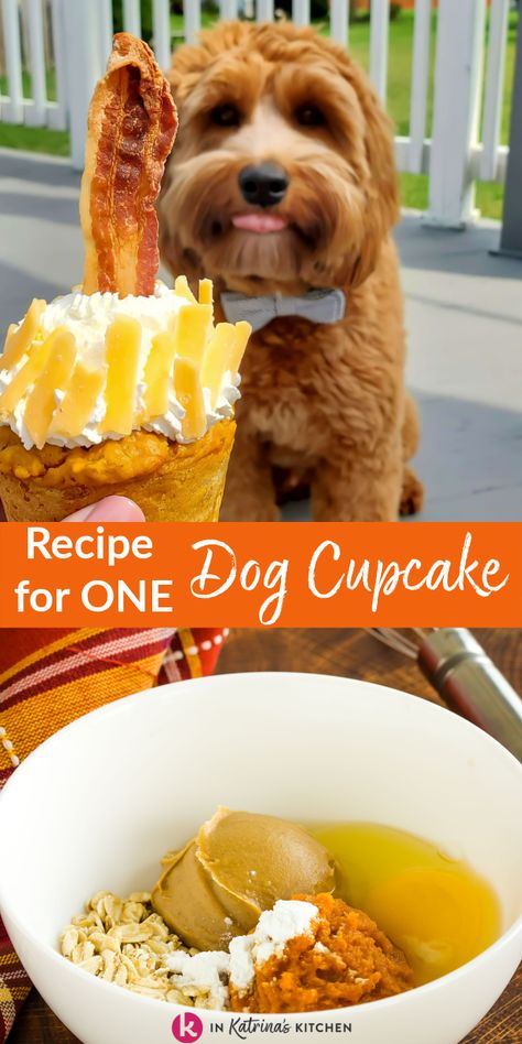 No need to get out your mixer for this one bowl, 5 ingredient dog cupcake recipe. Makes one or two cupcakes. Pup Cupcakes Doggie Birthday, Single Puppy Cupcake, One Dog Cupcake Recipe, Single Serving Pupcake, Easy Pup Cakes Dog Birthday, Mug Cake For Dog, Single Serving Dog Cupcake, Homemade Dog Cupcakes Easy, Easy Pupcake Dog Recipes