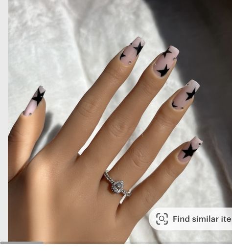 Star Nail Designs, Nails Set, Glamorous Nails, Black Stars, Gem Nails, Star Nails, Unique Nails, Stars At Night, Nail Sizes