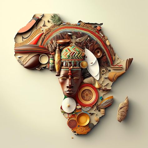 Carte De L'afrique Carte En Mosaïque De ... | Premium Photo #Freepik #photo #ethnique #fond-mosaique #tribal #art-graphique Afrique Art, Art Carte, Premium Photo, Black Art, House Interior, Art Inspiration, Canvas Art, Architecture, Design