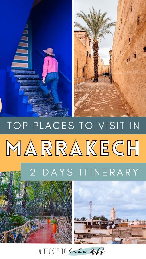 Find out what to visit in Marrakech with this 2 days itinerary. All the must-visit places in Marrakech, all the tips to visit Marrakech from when to visit, what to visit, how to save money, how safe Marrakech is. Best things to do in Marrakech. #Marrakech #Morocco #MarrakechTravelGuide #MarrakechGuide #MarrakechItinerary Marrakesh Itinerary, 3 Days In Morocco, 2 Days In Marrakech, Marrakech Things To Do, Day Trips From Marrakech, Best Riad Marrakech, Things To Do In Marrakech, Visit Marrakech, Visit Places