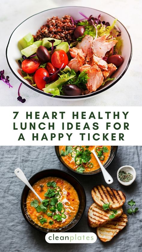 7 Heart Healthy Lunch Ideas For a Happy Ticker Easy Heart Healthy Lunch Ideas, Healthy Meals For Heart Patients, Heart Healthy Lunch Ideas For Work, Heart Healthy Snacks For Men, Cholesterol Lunch Ideas, Heart Healthy Work Lunches, Hearty Lunch Ideas, Heart Health Lunch Ideas, Heart Healthy Lunch Meal Prep