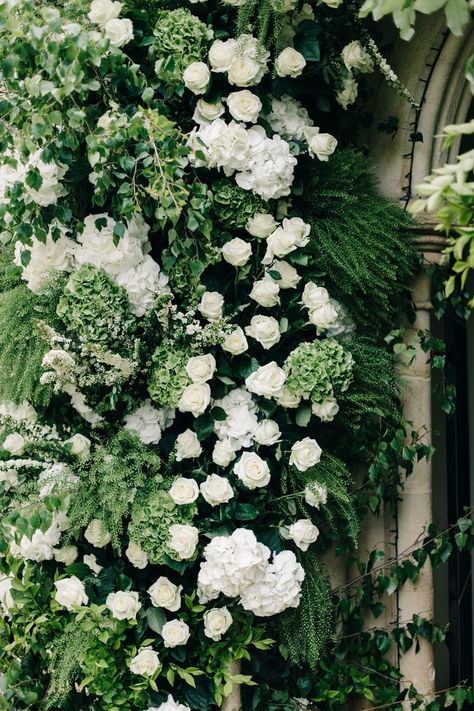 White Church Flower Arch - M&J Photography | Elegant London Wedding | White & Greenery Florals Gypsophila And Greenery Wedding, Faux Flowers Arrangements, Chiswick House, Arch Inspiration, White Gypsophila, Hydrangea White, Wedding Flower Guide, Tropical Wedding Flowers, Flower Arch