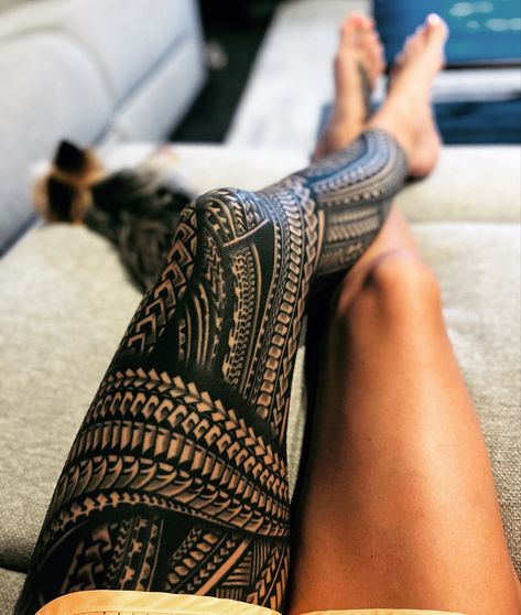 Hawaiian Leg Sleeve Tattoo, Polynesian Leg Sleeve, Maori Leg Tattoo, Legs Tattoos, Forest Tattoo Sleeve, Polynesian Leg Tattoo, Geometric Tattoo Leg, Full Leg Tattoos, Full Tattoo