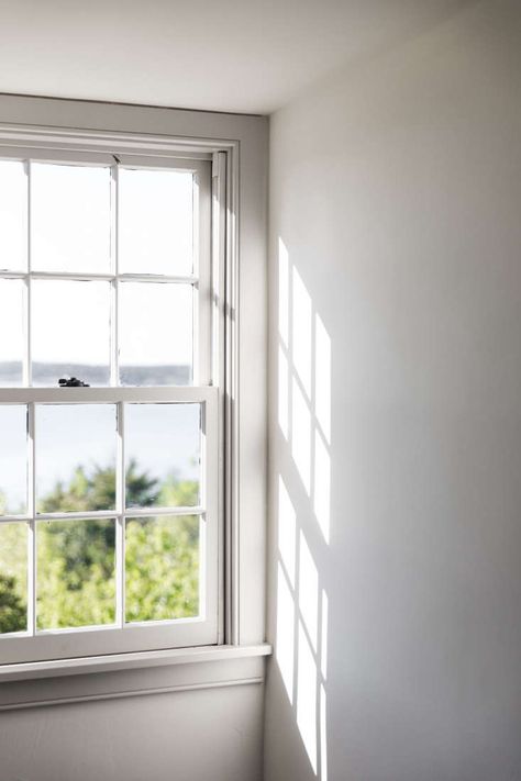 House Interior White, Copper Pans Hanging, New England Cottage, Built In Hutch, White Window, Instagram Feeds, New England Homes, White Windows, New England Style