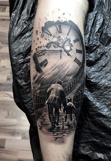 Aug 30, 2019 - This Pin was discovered by Valeri Georgiev. Discover (and save!) your own Pins on Pinterest Grandfather Clock Tattoo, Grandfather Tattoo, Grandpa Tattoo, Father Son Tattoo, Nirvana Tattoo, Father Daughter Tattoos, Heaven Tattoos, Father Tattoos