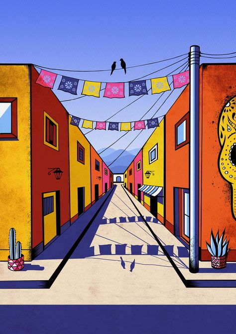 Impresión de arte de México Arte de pared firmado - Etsy Canadá Modern Mexican Art, Oaxaca Mexico Travel, Mexico Poster, Mexican Artwork, Mexico City Travel, Mexican Wall Art, Contemporary Graphic Design, Skull Art Drawing, Modern Mexican