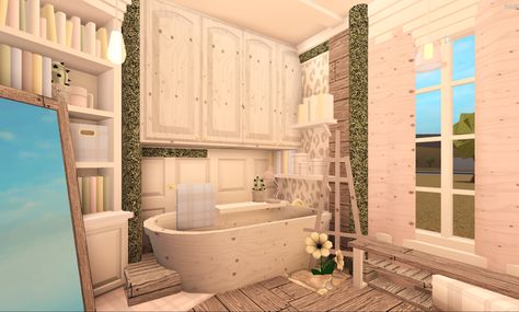 insta @_bloxburg_builds__ Bloxburg Cottage, Two Story House Design, Cozy Bathroom, House Decorating Ideas Apartments, Tiny House Layout, Diy House Plans, Casas The Sims 4, Unique House Design, House Design Kitchen