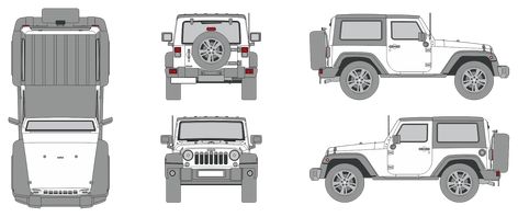 Download vehicle template for designing vehicle wrap for Jeep Wrangler 2018 2-Door. Jeep Wrangler Illustration, Jeep Wrangler Tops, Jeep Tops, 2 Door Jeep, Car Side View, Jeep Concept, Wrangler Sahara, Car Vector, Wrangler Rubicon