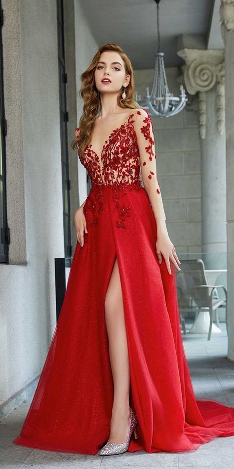 15 Your Lovely Red Wedding Dresses :heart: red wedding dresses floral appliques with sleeves digiobrida . :heart: #weddingdresses Wedding Dresses Floral, Red Wedding Dress Mermaid, Red Bridal Gown, Sky And Stars, Red Wedding Gowns, Red Evening Gowns, Red Bridal Dress, Red Wedding Dress, Unconventional Wedding Dress