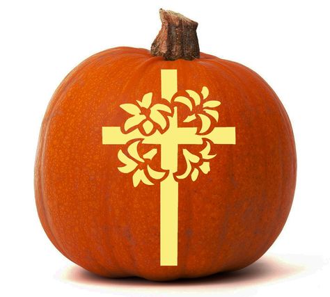 Christian Cross with Lilies ~ Carved Pumpkin Stencil Christian Pumpkin, Pumpkin Cravings, 90s Fashion Outfits Hip Hop Party, Pumpkin Carving Patterns, Lily Pattern, Pumpkin Carvings, Pumpkin Stencil, Pumpkin Ideas, 90s Fashion Outfits