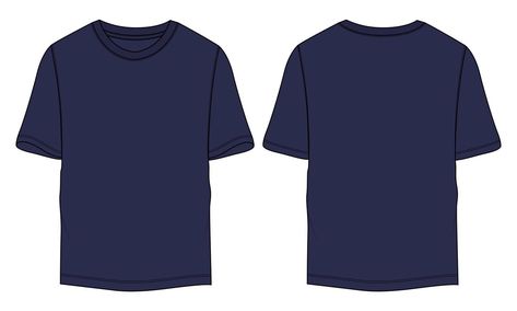 Short sleeve T shirt technical fashion flat sketch vector illustration navy color template front and back views Fashion Flat Sketch, T Shirt Sketch, Color Template, Shirt Sketch, Flat Sketches, Shirt Template, Short Sleeve T Shirt, Navy Color, Fashion Flats