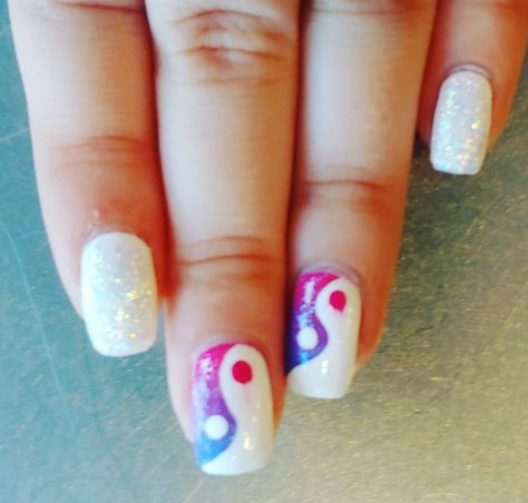 Bisexual Flag Nails, Bi Nail Ideas, Bi Pride Nails Designs, Bisexual Nail Ideas, Bi Flag Nails, Pride Month Nails Acrylic, Pansexual Nails, Pride Nails Short, Bi Nails