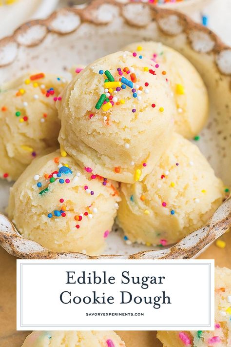 With only a few ingredients, this Edible Sugar Cookie Dough is an easy dessert when you need a little pick me up! Edible Sugar Cookie Dough Recipe, Cookie Dough Recipe For One, Simple Cookie Dough Recipe, Edible Sugar Cookie Dough, Cookie Dough For One, Sugar Cookie Dough Recipe, Edible Cookie Dough Recipe, Simple Cookie, Recipe For One