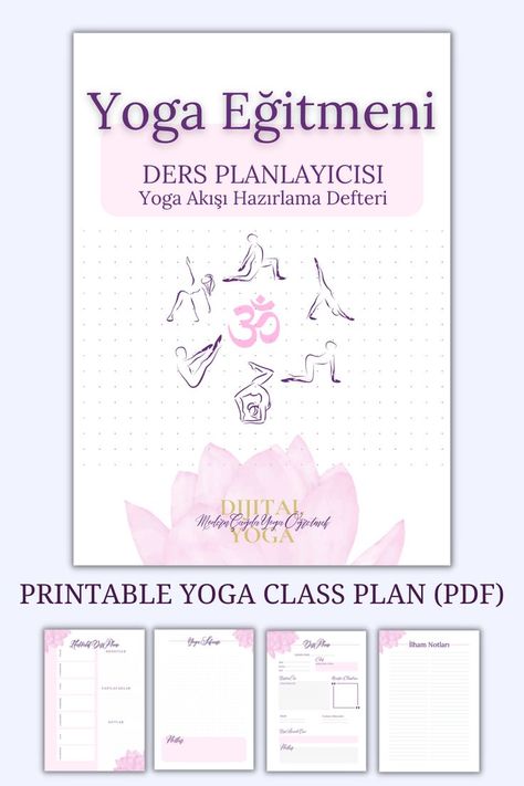 Printable Yoga Class Plan (PDF)This yoga lesson planner is designed for yoga instructors to take notes during yoga class preparations and daily practice. It makes it easy to set intentions, take inspirational notes, plan your practice, and take notes from your class. This yoga lesson planner is printable if you want, and you can use it as a digital version on your tablet or computer. Language can select Turkish Yoga Class Plan, Inspirational Notes, Notes Plan, Set Intentions, Yoga Lessons, Lesson Planner, Notes Inspiration, Take Notes, Daily Practices