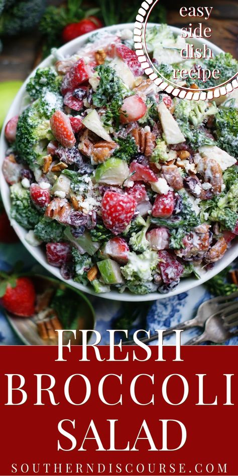 Crunchy Broccoli Salad, Fish Fries, Southern Discourse, Crunchy Broccoli, Salad With Strawberries, Brunch Salad, Cookout Sides, Broccoli Salad Recipe, Homemade Dinner Rolls