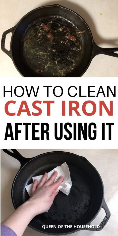 Reseason Cast Iron, Rusty Cast Iron Skillet, Cleaning Cast Iron Pans, Clean Cast Iron, Iron Cleaning, Season Cast Iron Skillet, Seasoned Cast Iron Pan, Cast Iron Skillet Cooking, Cast Iron Care