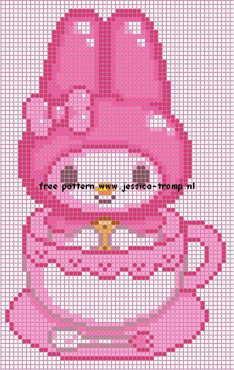 my melody My Melody, Cross Stitch Pattern, Stitch Pattern, Pixel Art, Cross Stitch, Pattern, Pink, Art