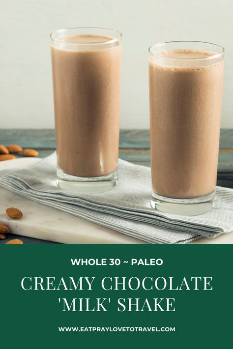 Chocolate Protein Shakes, Breakfast Shakes, Whole 30 Breakfast, Ice Milk, Yummy Healthy Snacks, Chocolate Shake, Chocolate Milkshake, Paleo Chocolate, Protein Shake Recipes