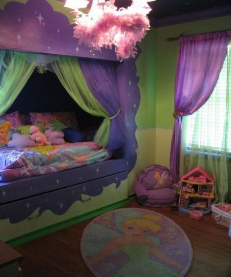 Tinker Bell Room, Tinkerbell Bedroom, Tinkerbell Room, Awesome Bed, Tinkerbell 3, Princess Bedding, Disney Bedrooms, Fairy Room, Girls Room Design