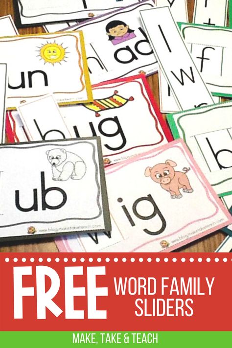 Your students will love learning to read words belonging to word families with this easy to assemble word family activity. This word family activity is available as a free download. Free Word Family Printables, In Family Words Worksheets, Am Family Words Activities, Am Word Family Activities, An Word Family Activities Free, Word Family Books Free, Word Families Free, Oo Words, Short Vowel Activities