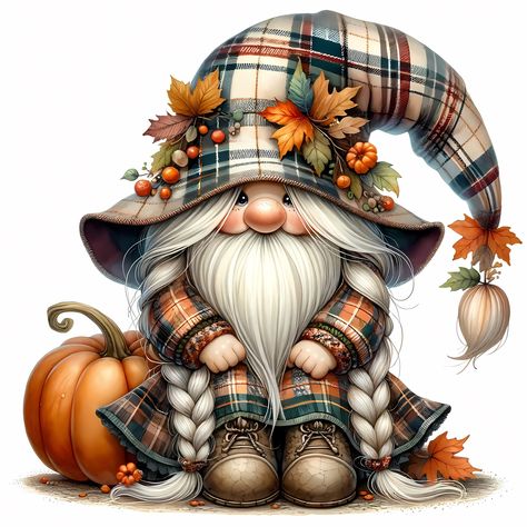 Halloween Gnome 24 Watercolor Watercolor Gnome, Gnome Watercolor, Gnome Clipart, Halloween Gnome, Budget Crafts, Autumn Crafts, Charming Garden, Themed Crafts, Fall Floral