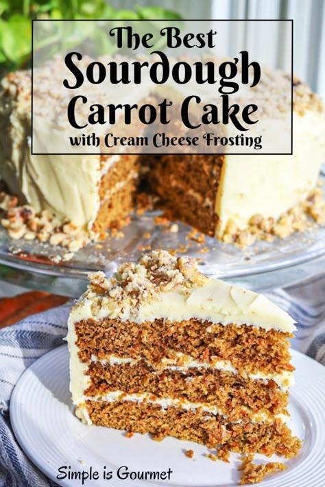 Discard Carrot Cake, Sourdough Coconut Cake, Sourdough Birthday Cake Recipe, Sourdough Carrot Cake Loaf, J Alexanders Carrot Cake Recipe, Sourdough Carrot Cake Recipe, Sourdough Fruit Cake, Carrot Cake Sourdough, Sourdough Discard Carrot Cake