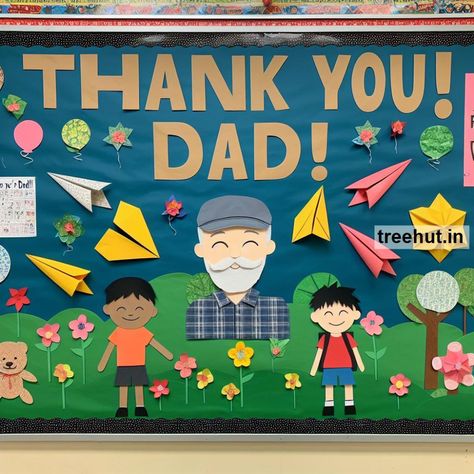 Father's Day Bulletin Board Ideas, School Bulletin Board Ideas Father's Day Chart For Bulletin Board, Fathers Day Board Ideas For School, Father’s Day Theme Board, Fathers Day Board Decoration, Fathers Day Bulletin Board Ideas, Father Day Decoration Ideas, Father's Day Decorations Ideas, Fathers Day Crafts Preschool, Notice Board Decoration