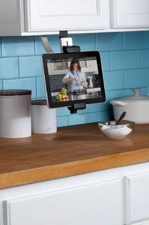 7 Awesome Add-Ons For Kitchen Cabinets#5c127ff13b79 High Tech Kitchen, Kitchen Ipad, Kitchen Tech, Tv In Kitchen, Tablet Mount, Support Ipad, Kitchen Time, Smart Kitchen, Cooking Gadgets