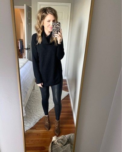 Black Cowl Neck Sweater Outfit, Cowl Neck Sweater Outfit, Tunic Sweater Outfits, Tunic Outfit, Cowl Neck Tunic, Sweater Outfit, Knit Tunic, Cowl Neck Sweater, Tunic Sweater