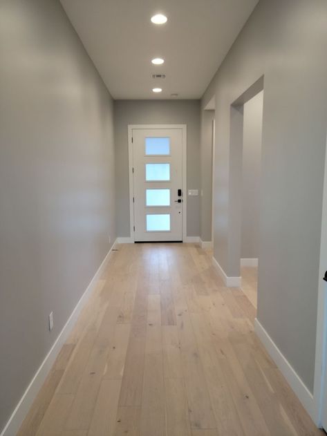 Grey Walls Wood Floor, Oak Engineered Hardwood Floors, Hallmark Floors, Natural Oak Flooring, Best Gray Paint, Light Oak Floors, Oak Engineered Hardwood, Hardwood Floor Colors, Bright Home