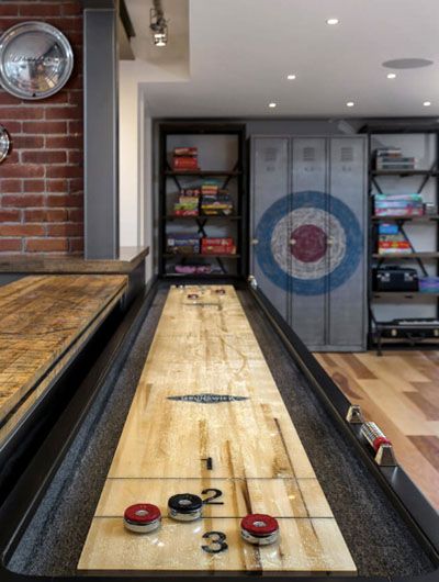 24 Recreational Room Ideas | Sebring Design Build Design Trends Games Room For Adults, Industrial Rec Room, Large Rec Room Ideas, Game Room Bathroom, Rustic Rec Room Ideas Basements, Barndominium Game Room Ideas, Recreational Room Interior Design, Small Entertainment Room Ideas, Adult Game Room Ideas